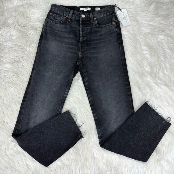 Re/Done Women's NWT Black 90's High Rise Ankle Crop Stretch Denim Jeans W26/L27 - Picture 1 of 11
